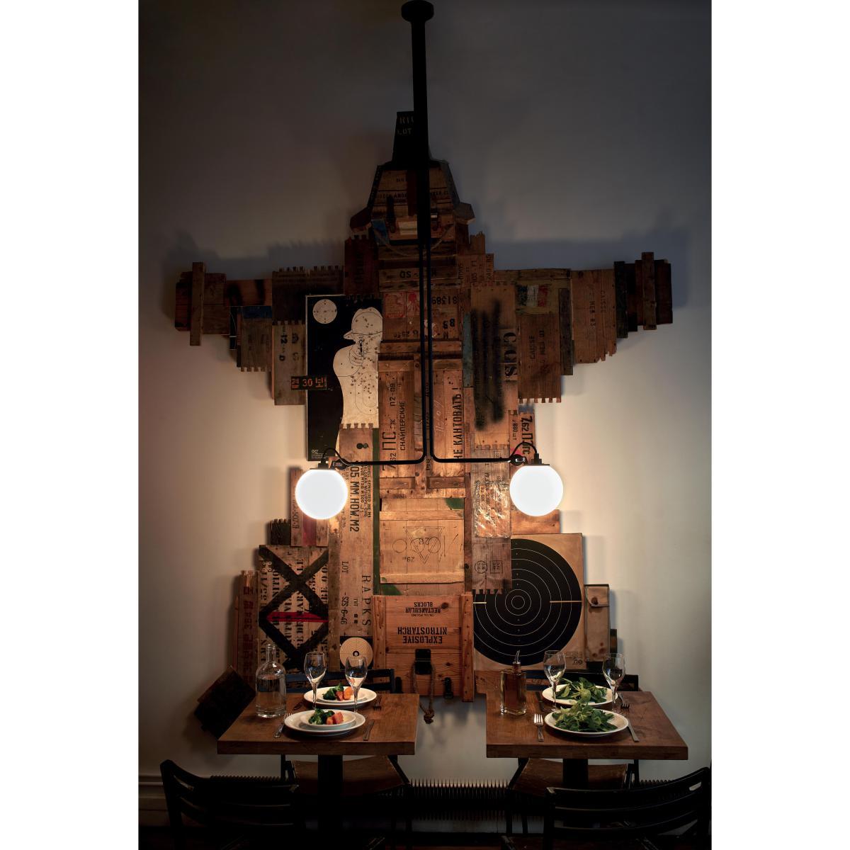 N°314 Double Ceiling light - / 2 telescopic arms - L 86 to 150 cm by DCW éditions Black – image 4