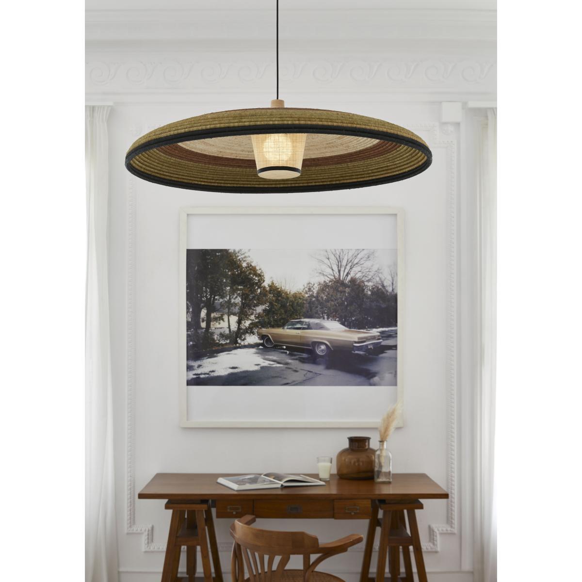 Grass XL Pendant - / Ø 100 x H 24 cm - Hand-braided abaca by Forestier Multicoloured/Green – image 3
