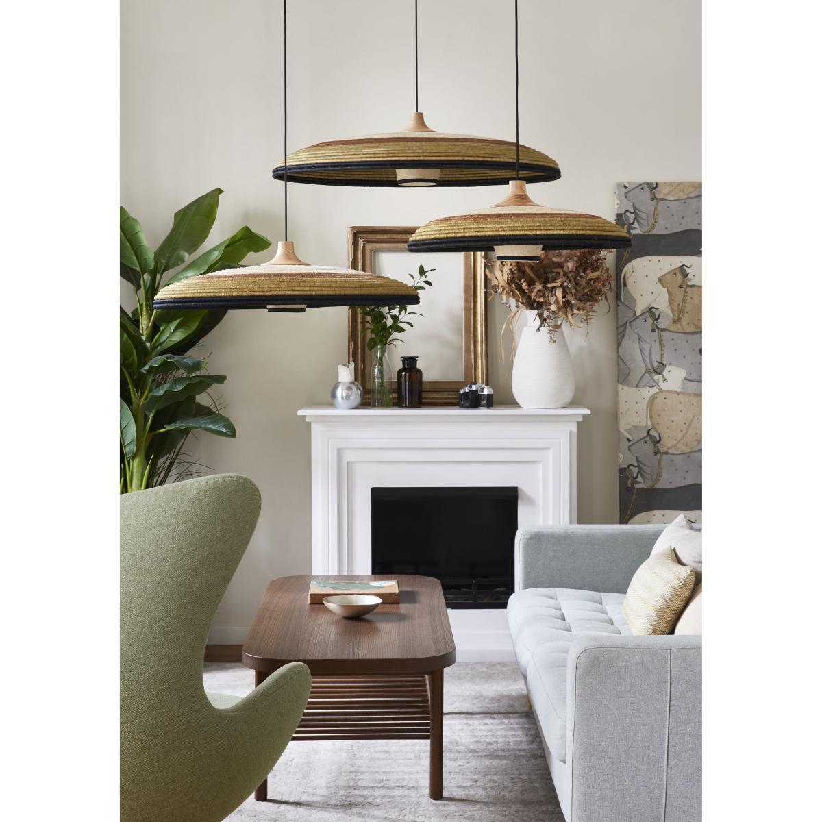 Grass XL Pendant - / Ø 100 x H 24 cm - Hand-braided abaca by Forestier Multicoloured/Green – image 4