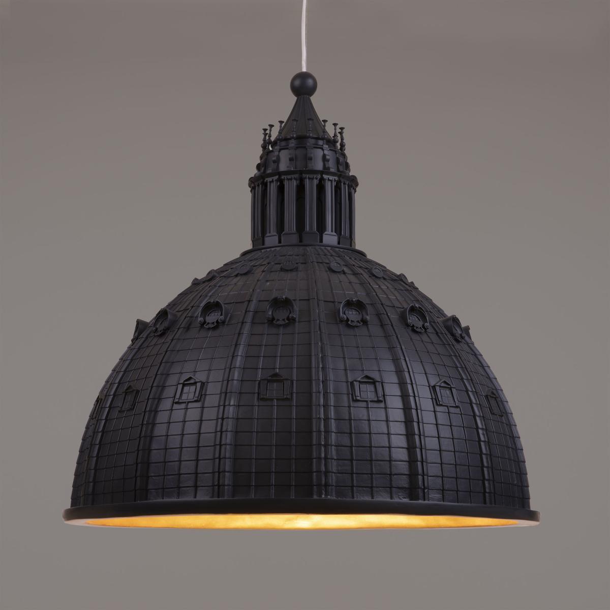 Cupolone LED Pendant - / Saint Peter’s Basilica dome - Ø 70 cm - Resin by Seletti Black/Gold – image 2