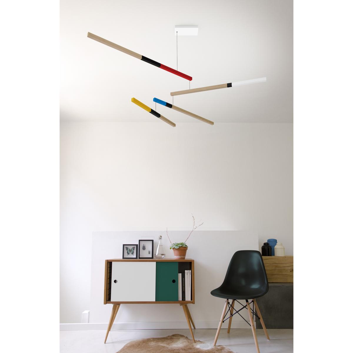 Tasso Cub Dimmable Pendant - LED / Oak - L 155 cm by Presse citron Multicoloured/Natural wood – image 2