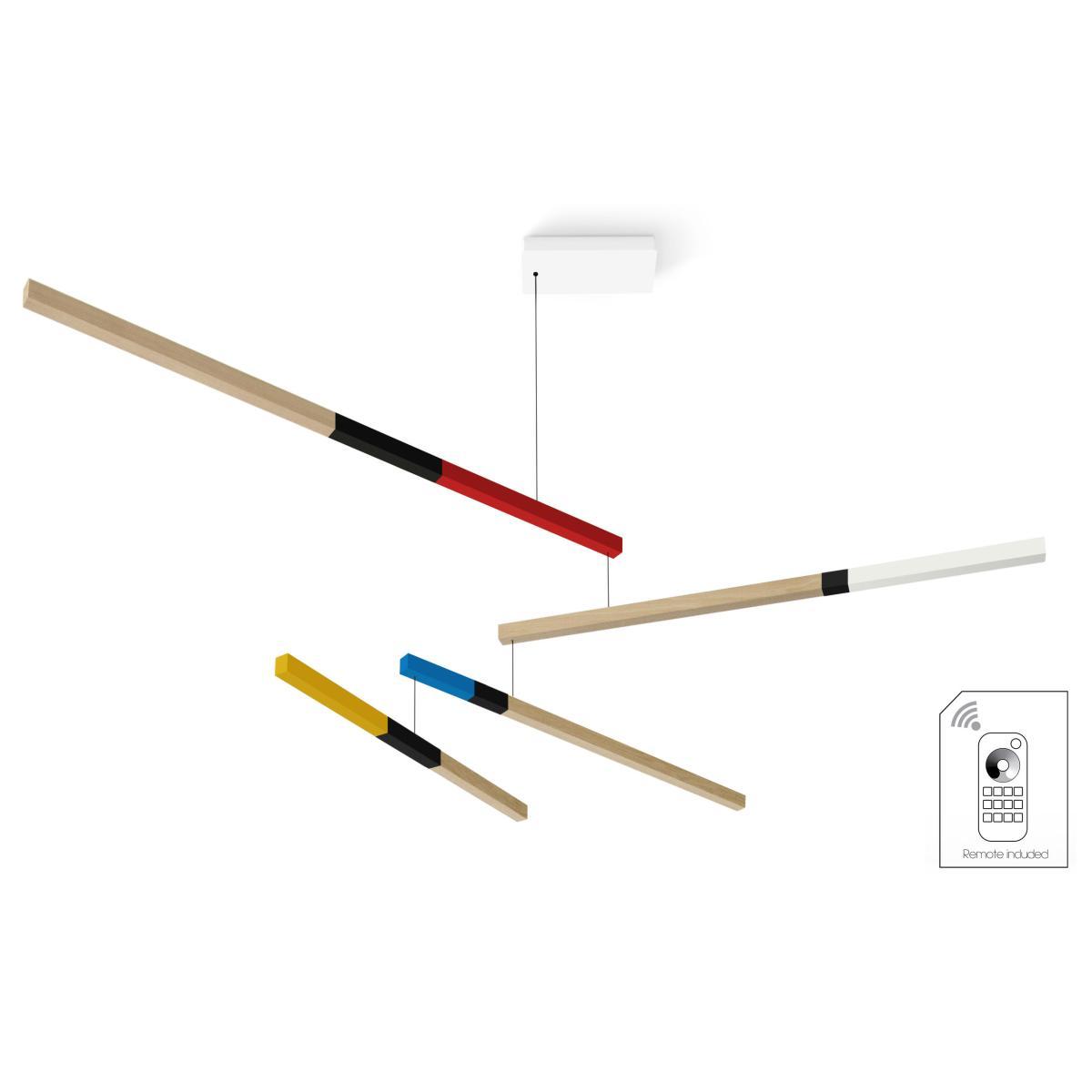 Tasso Cub Dimmable Pendant - LED / Oak - L 155 cm by Presse citron Multicoloured/Natural wood – image 3