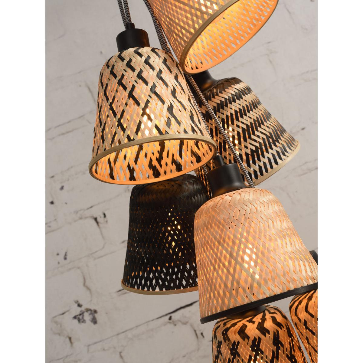 Kalimantan Pendant - / 7 lampshades by GOOD&MOJO Black/Beige/Natural wood – image 5