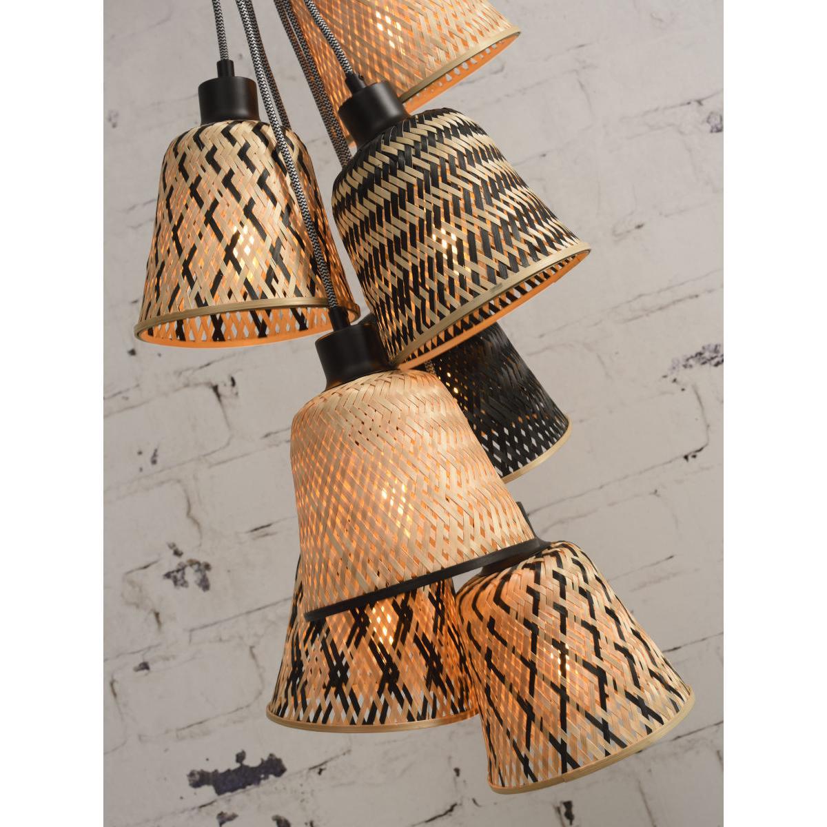 Kalimantan Pendant - / 7 lampshades by GOOD&MOJO Black/Beige/Natural wood – image 6