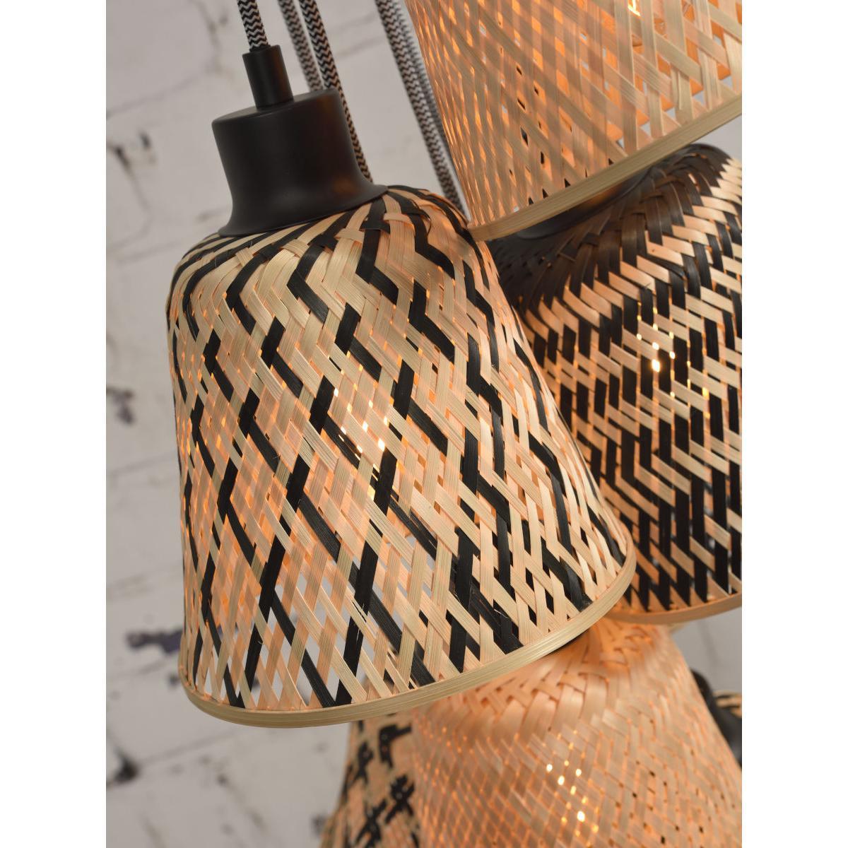 Kalimantan Pendant - / 7 lampshades by GOOD&MOJO Black/Beige/Natural wood – image 9