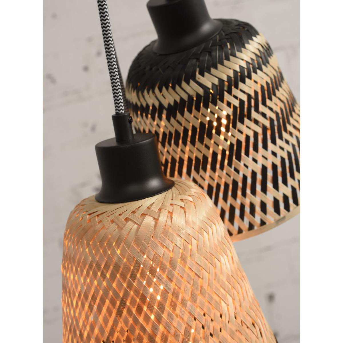 Kalimantan Pendant - / 7 lampshades by GOOD&MOJO Black/Beige/Natural wood – image 10