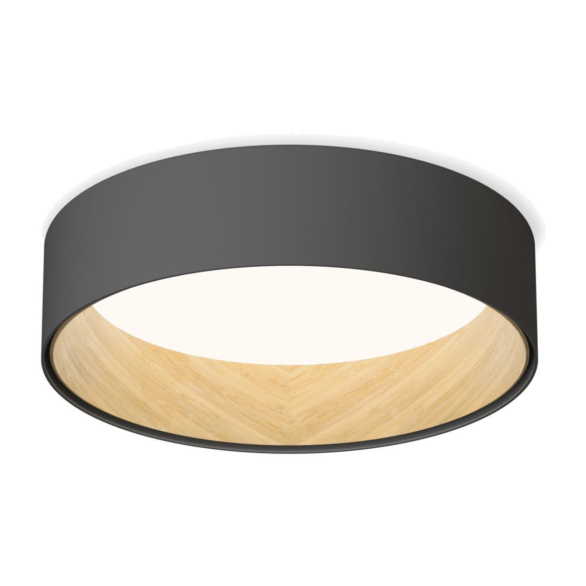 Duo LED Ceiling light - / Metal & wood - Ø 48 cm by Vibia Grey/Natural wood – image 1