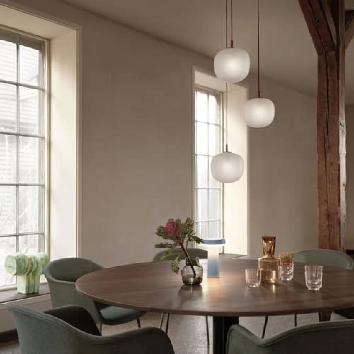 Rime Pendant glass white / 3 globes - Ø 18 cm - Muuto – image 2