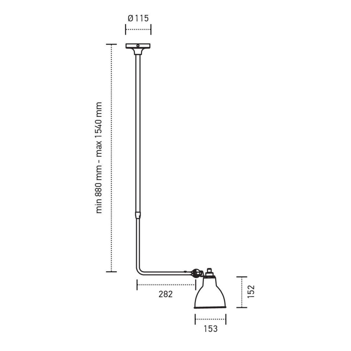 N°313 Ceiling light - / Telescopic - L 88 to 154 cm by DCW éditions Black – image 3