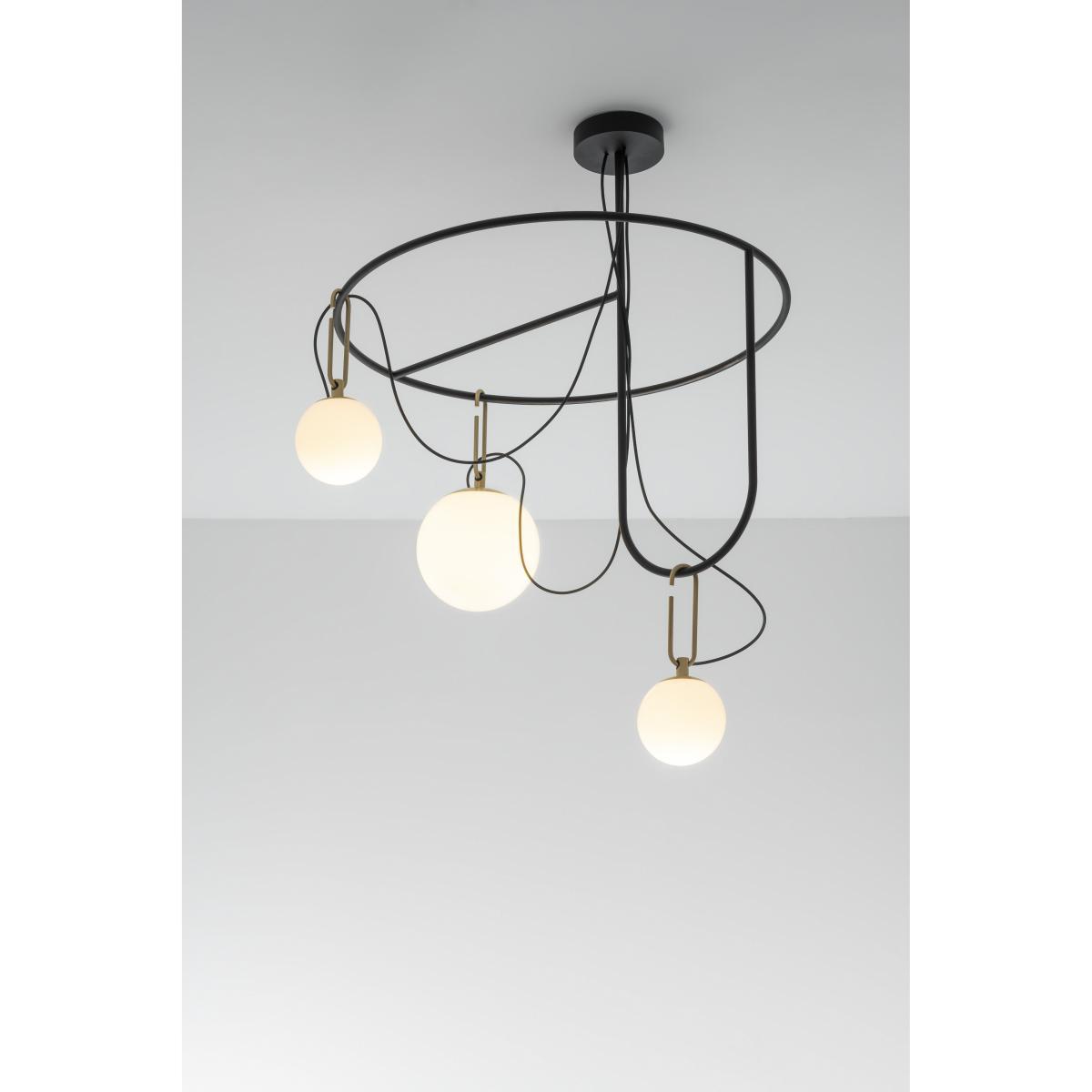 nh S4 Circulaire Pendant - / 3 mobile globes - 76 cm x H 107 cm by Artemide White/Black – image 2