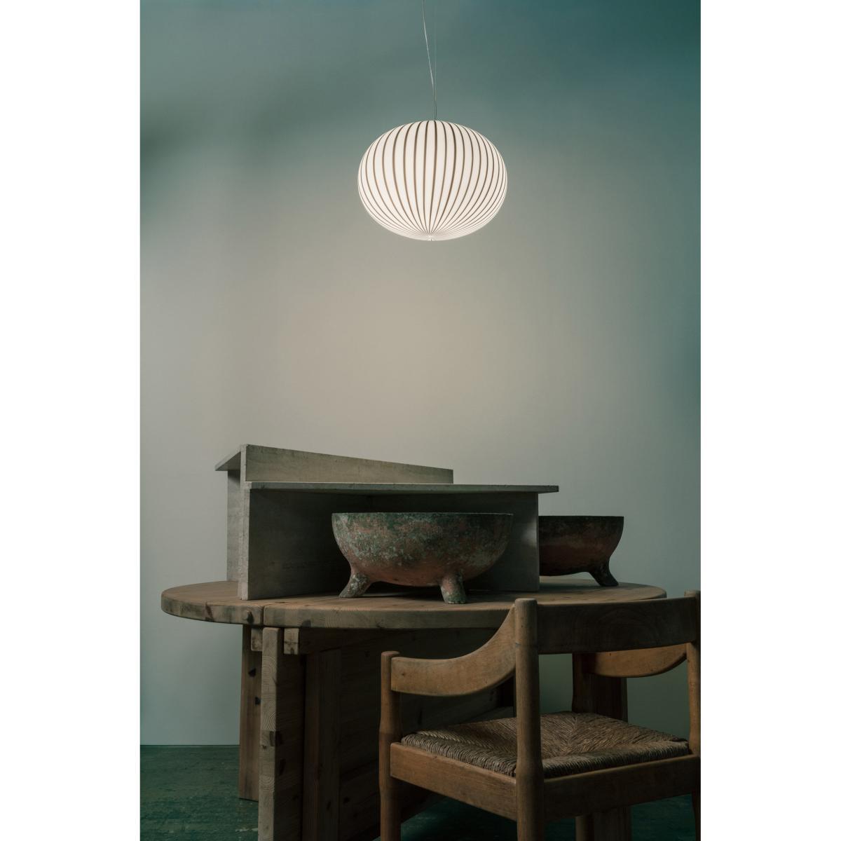 Filigrana Ellipse Pendant - / White stripes - Ø 37 cm by Established & Sons White – image 3