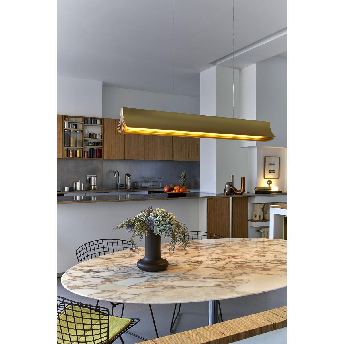 Respiro LED Pendant - / L 120 cm - Aluminium by DCW éditions White/Gold – image 2
