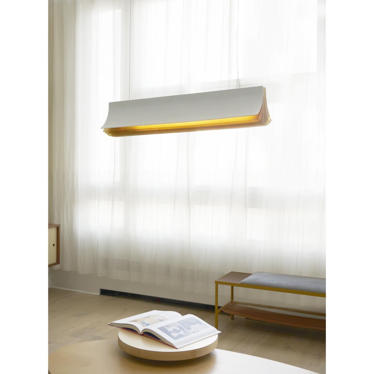 Respiro LED Pendant - / L 120 cm - Aluminium by DCW éditions White/Gold – image 3