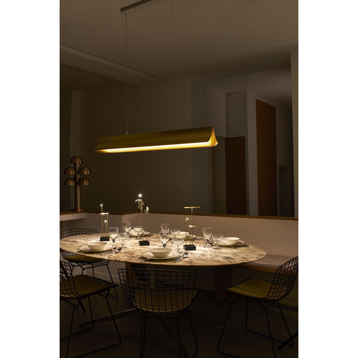 Respiro LED Pendant - / L 120 cm - Aluminium by DCW éditions White/Gold – image 5