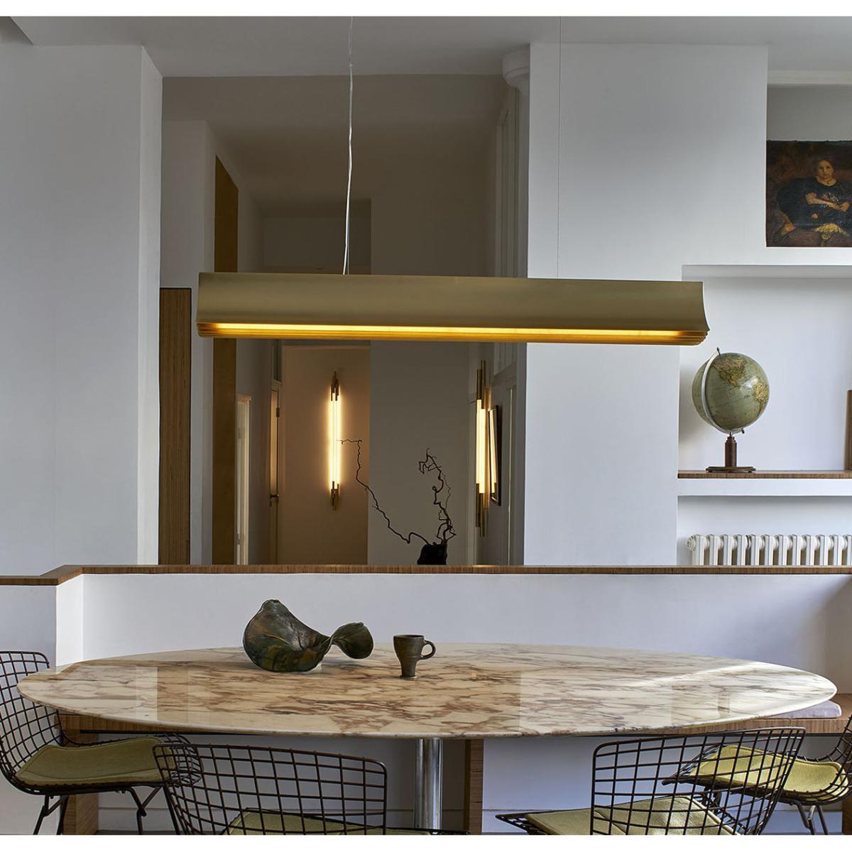 Respiro LED Pendant - / L 120 cm - Aluminium by DCW éditions White/Gold – image 6