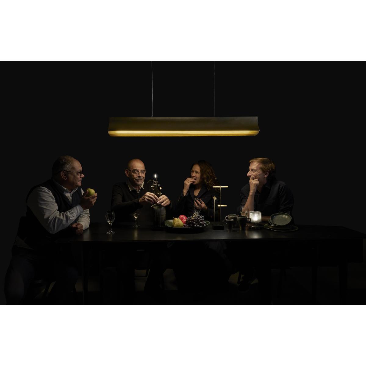 Respiro LED Pendant - / L 120 cm - Aluminium by DCW éditions White/Gold – image 7
