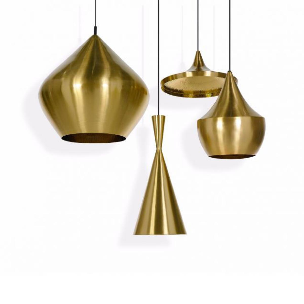 Beat Tall LED Pendant - / Ø 19 cm x H 42 cm - Hand-crafted by Tom Dixon Gold/Metal – image 3