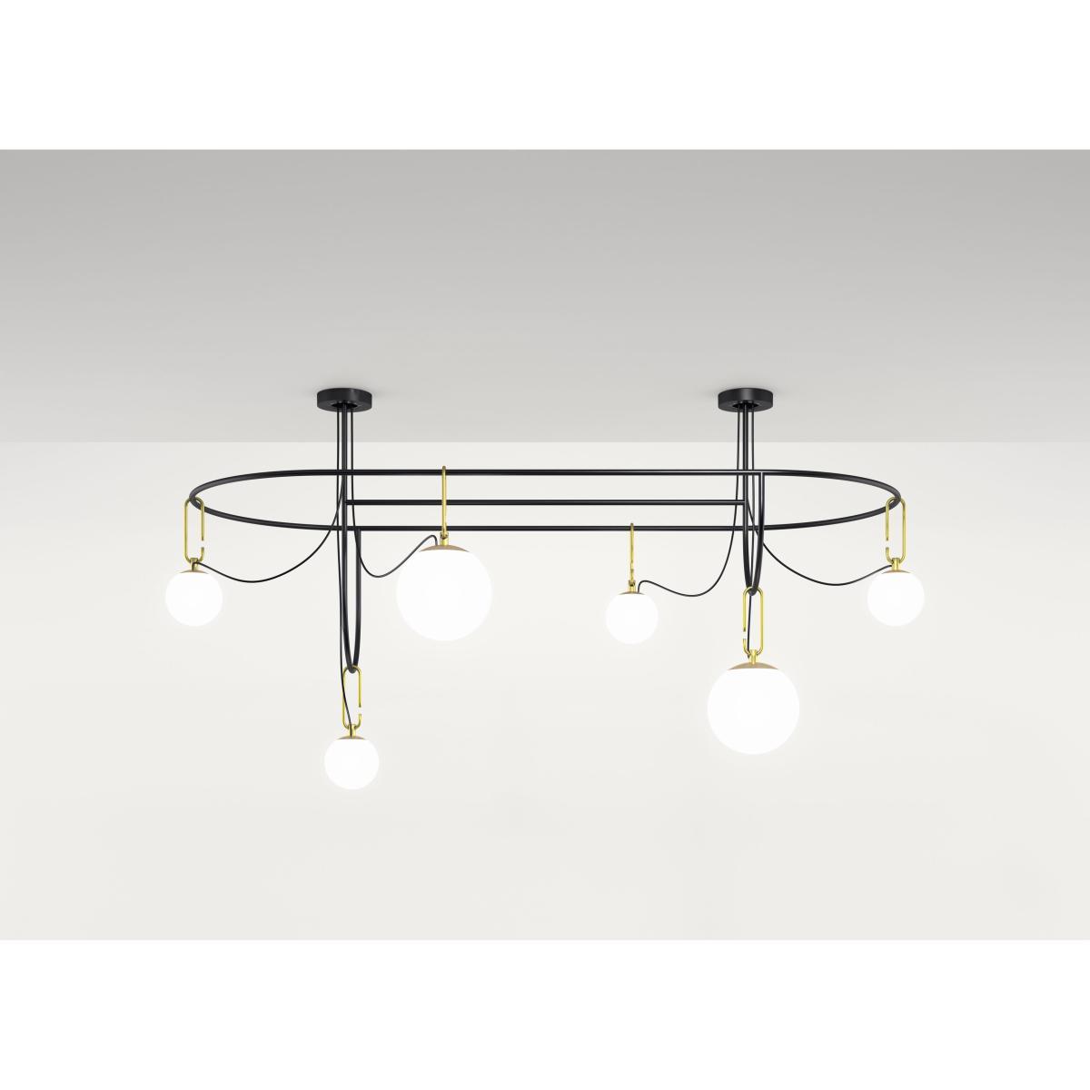 nh S5 Elliptic Pendant - / 6 mobile globes - 169 x 93 cm x H 97 cm by Artemide White/Black – image 2