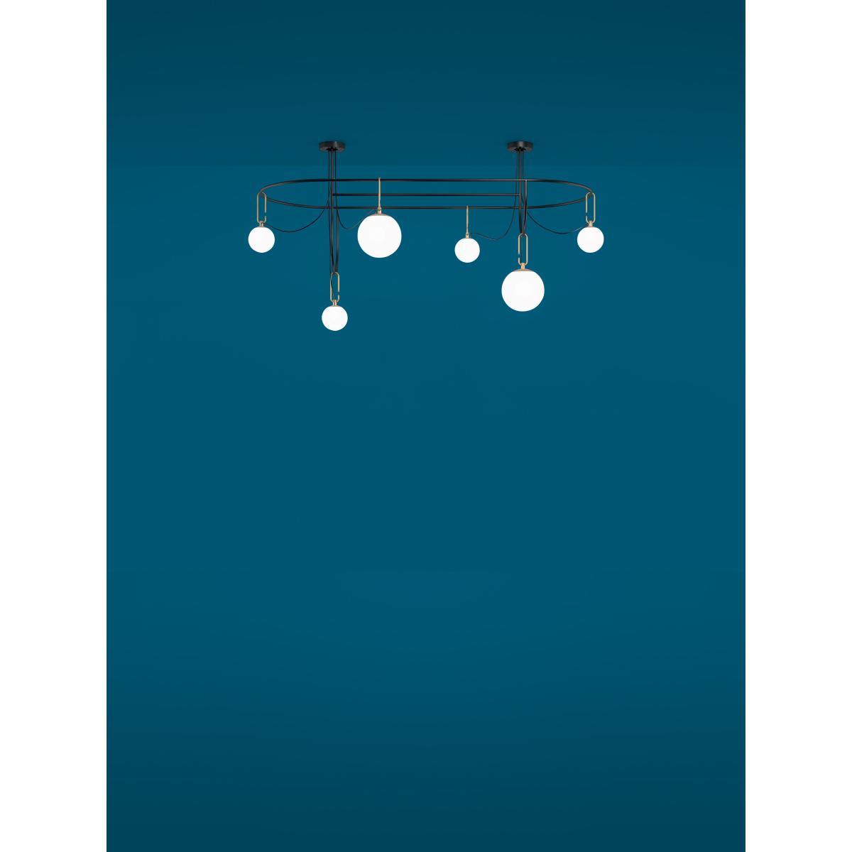 nh S5 Elliptic Pendant - / 6 mobile globes - 169 x 93 cm x H 97 cm by Artemide White/Black – image 4
