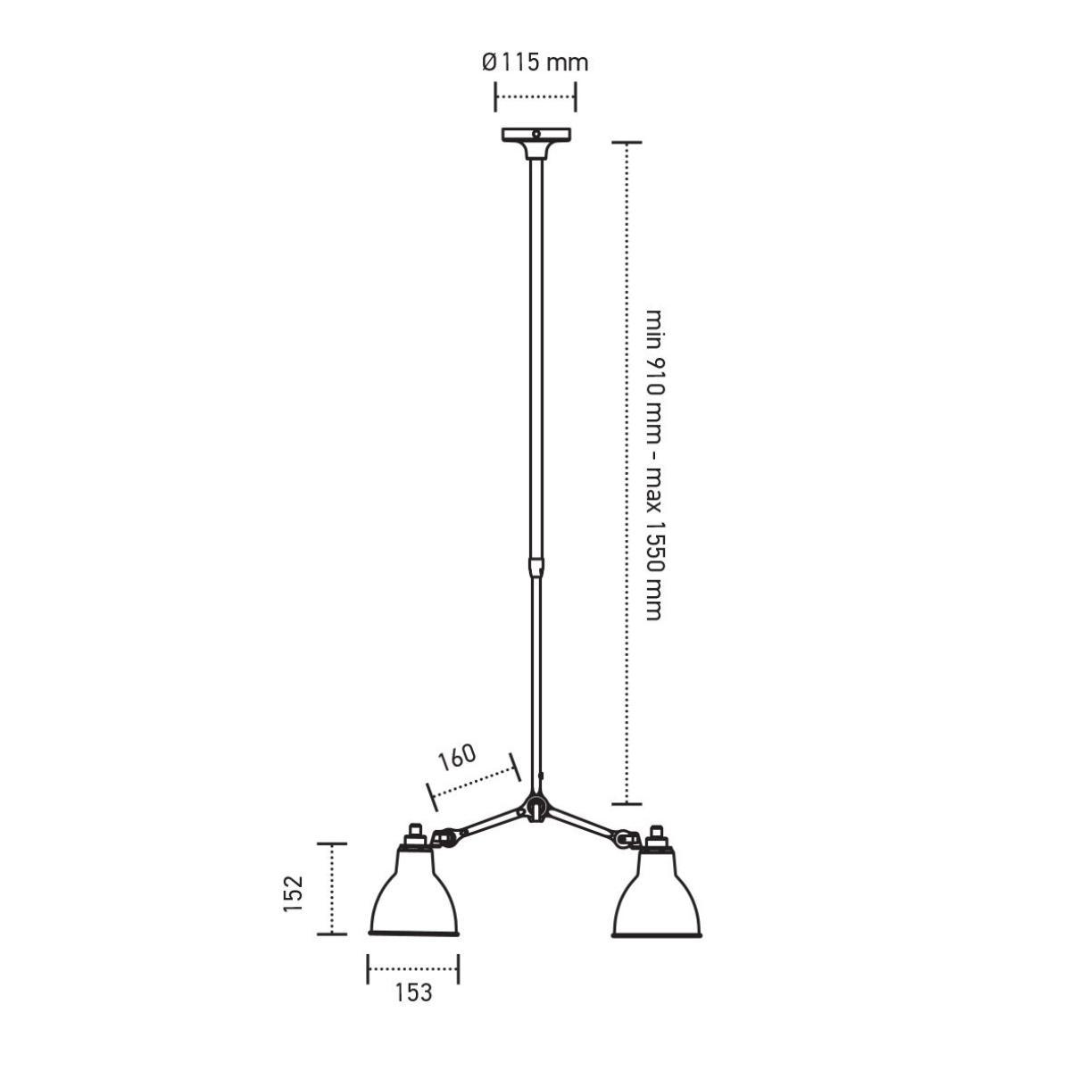 N°305 Double Ceiling light - / Telescopic - L 91 to 155 cm by DCW éditions Black – image 4