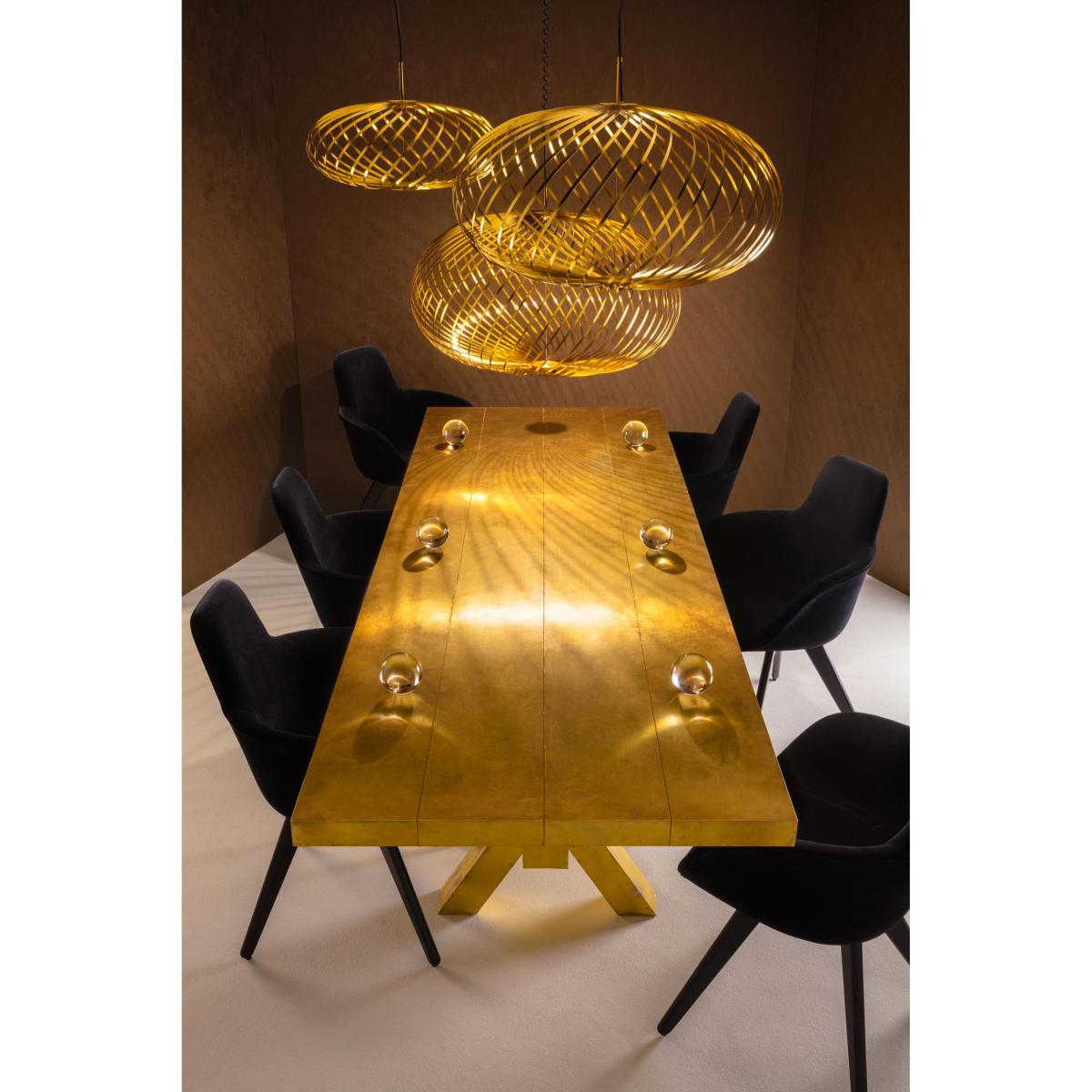 Spring Large LED Pendant - / Ø 95 x H 70 cm - Adjustable steel strips by Tom Dixon Gold/Metal – image 2