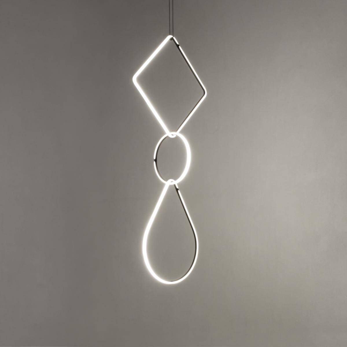 Arrangements 1 LED Pendant - / 3 elements - H 180 x L 52 cm by Flos White/Black – image 1