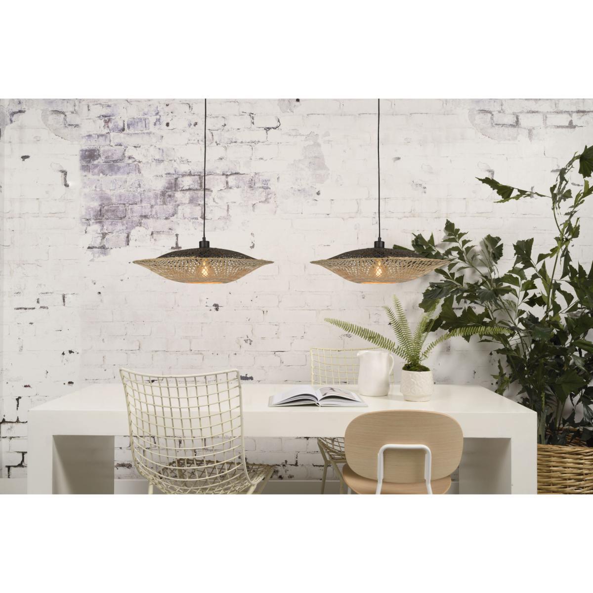Kalimantan Flat Medium Pendant - / Bamboo - Ø 60 cm by GOOD&MOJO Black/Beige/Natural wood – image 2