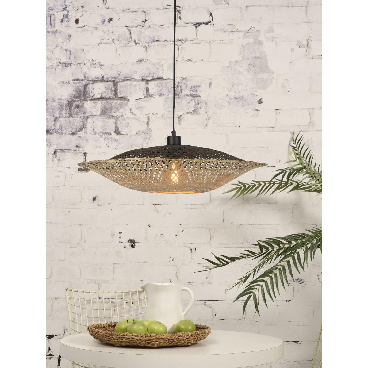 Kalimantan Flat Medium Pendant - / Bamboo - Ø 60 cm by GOOD&MOJO Black/Beige/Natural wood – image 3