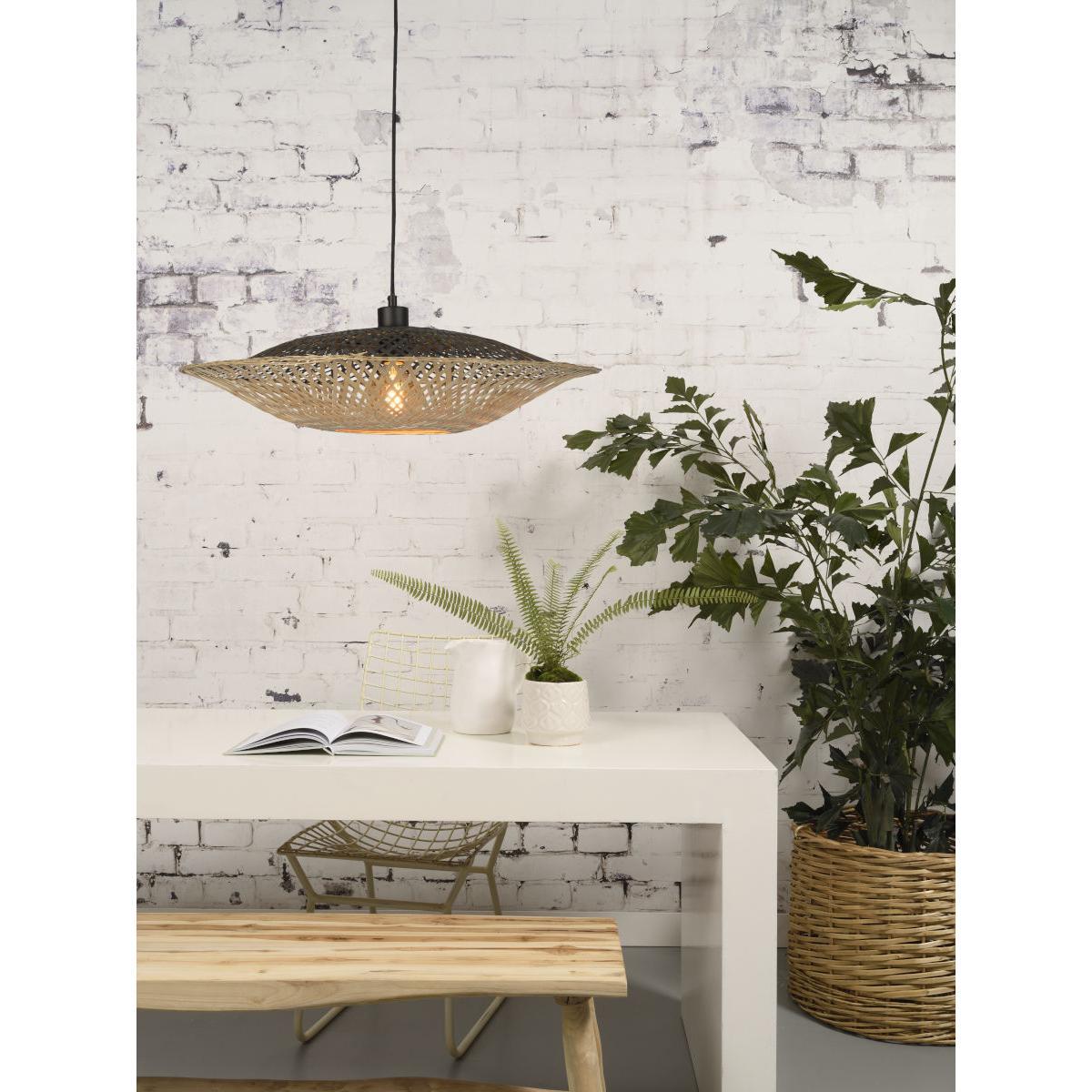 Kalimantan Flat Medium Pendant - / Bamboo - Ø 60 cm by GOOD&MOJO Black/Beige/Natural wood – image 4