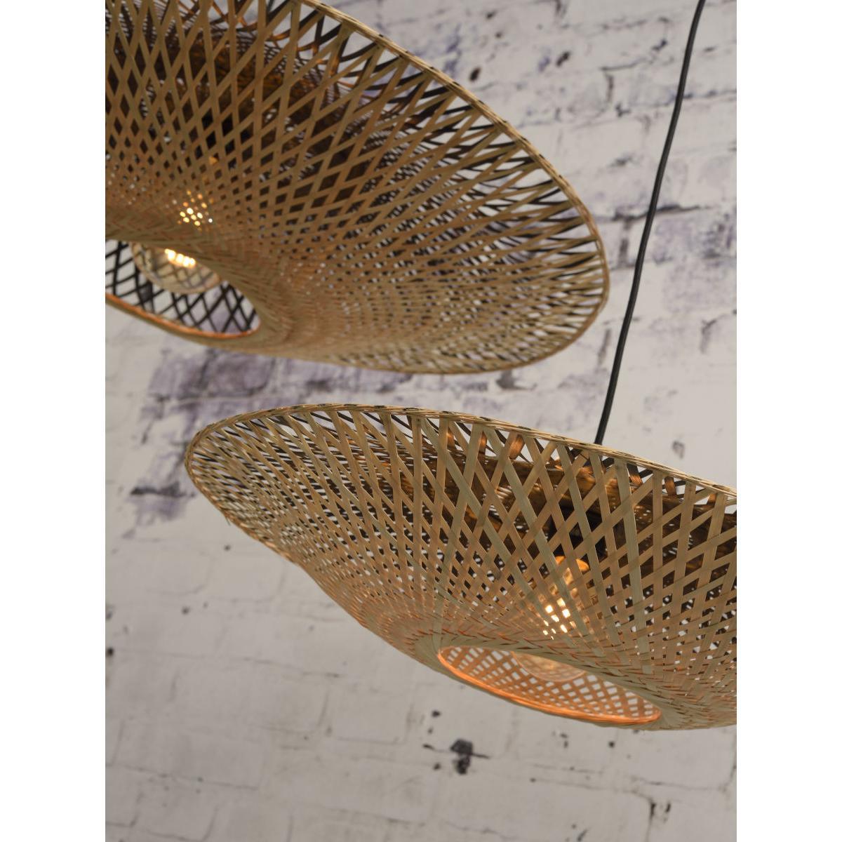 Kalimantan Flat Medium Pendant - / Bamboo - Ø 60 cm by GOOD&MOJO Black/Beige/Natural wood – image 8