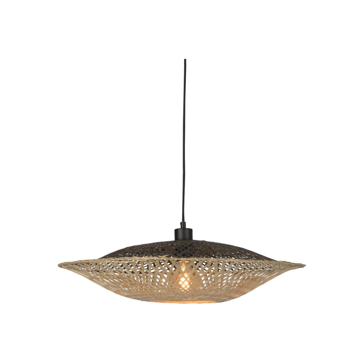 Kalimantan Flat Medium Pendant - / Bamboo - Ø 60 cm by GOOD&MOJO Black/Beige/Natural wood – image 1