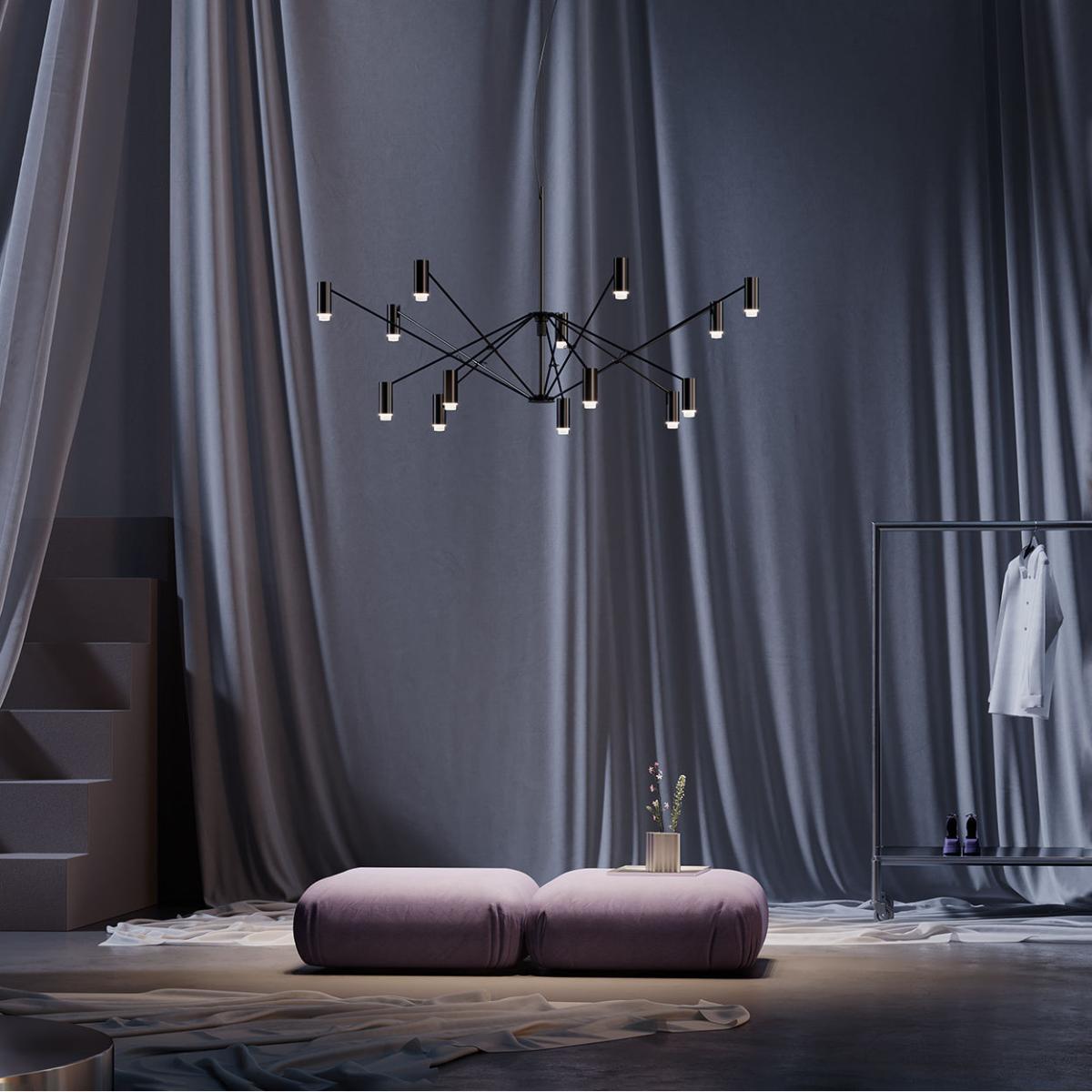 The W Pendant metal black / Swivel - Ø 120 to 200 cm - Marset – image 3