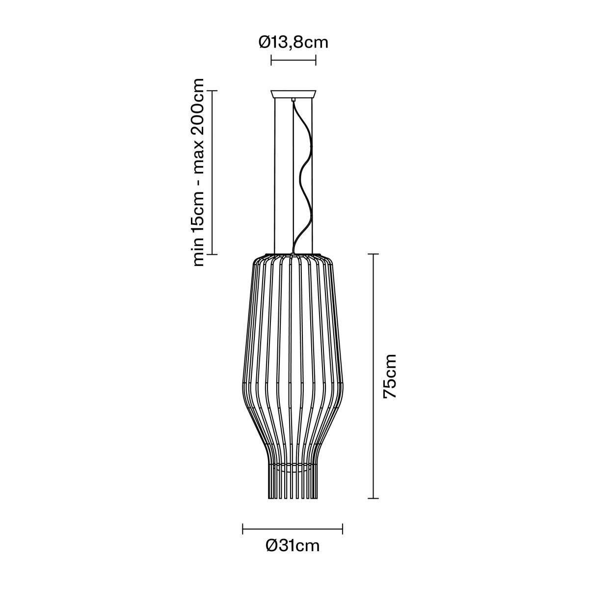 Saya Pendant - / Ø 31 x H 75 cm - / Glass & metal by Fabbian Transparent – image 4