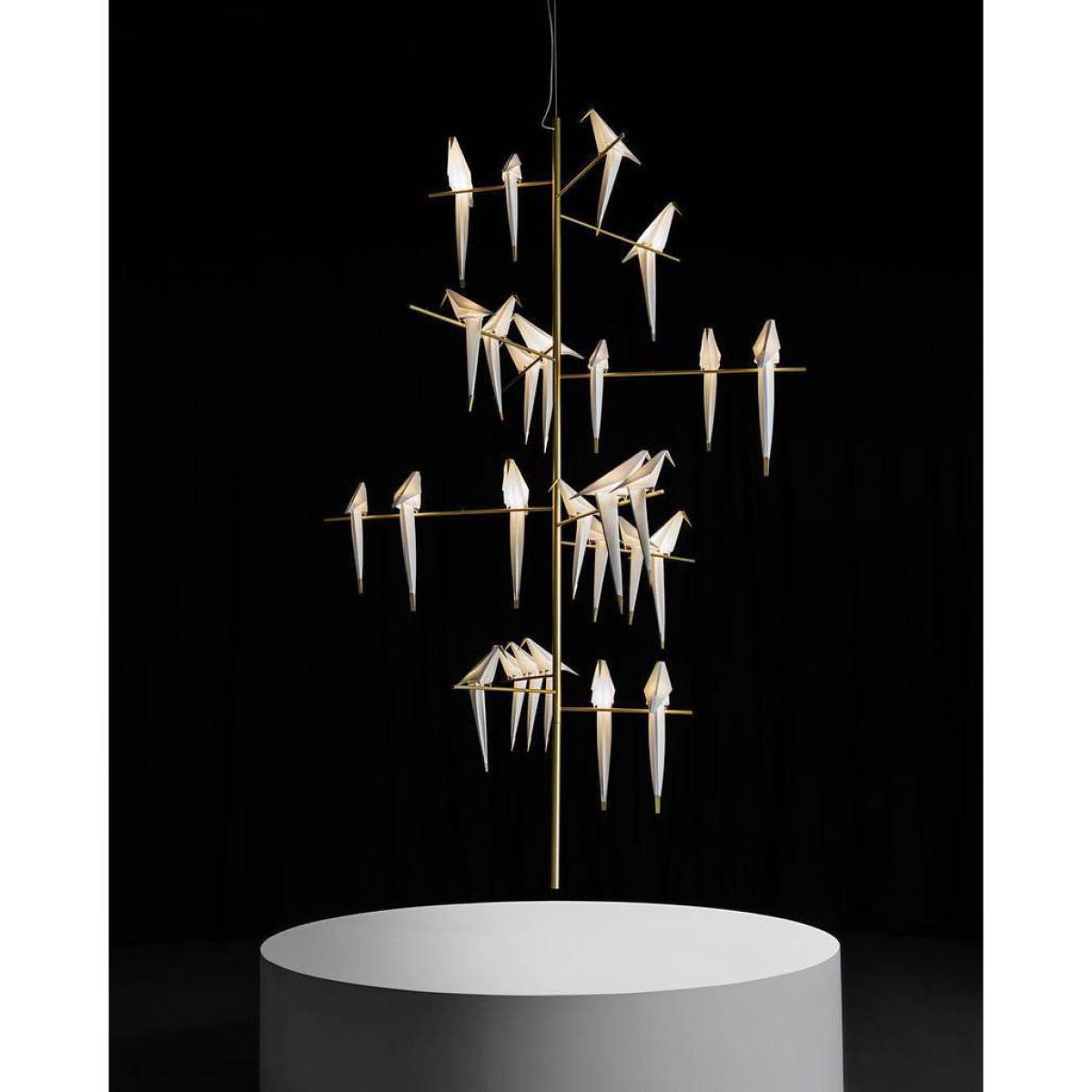 Perch Light Tree LED Pendant - Swiveling birds / Ø 170 x H 270 cm by Moooi White/Gold/Metal – image 2