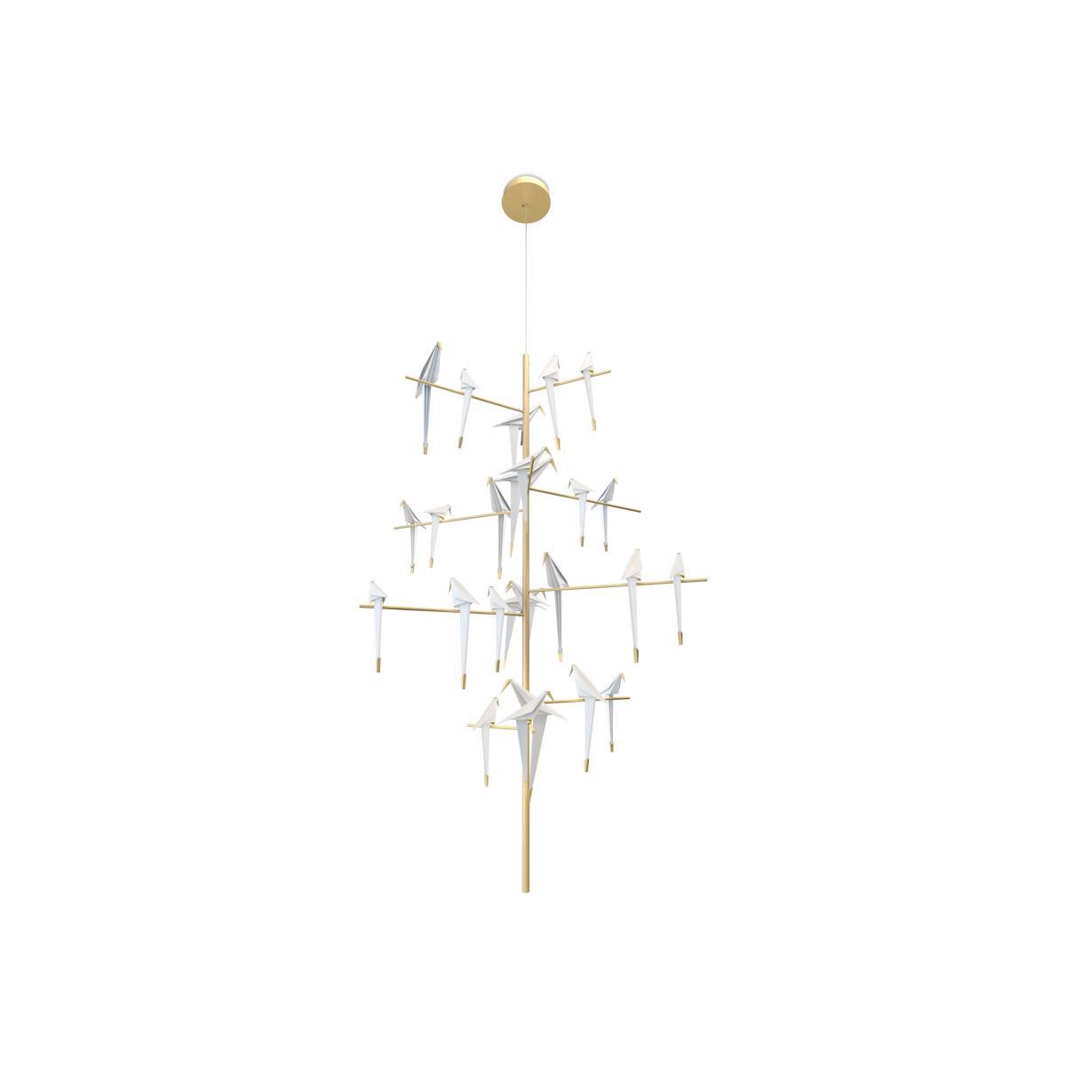 Perch Light Tree LED Pendant - Swiveling birds / Ø 170 x H 270 cm by Moooi White/Gold/Metal – image 1