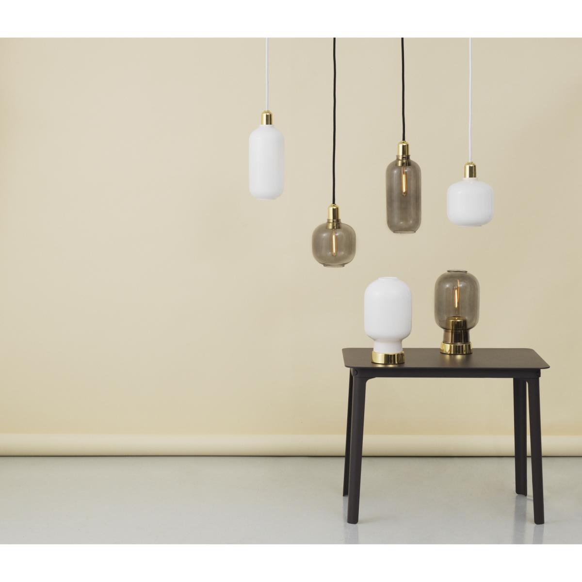Amp Small Pendant - / Ø 14 x H 17 cm - Glass & brass by Normann Copenhagen White/Gold – image 3