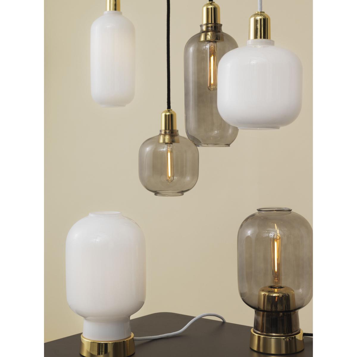 Amp Small Pendant - / Ø 14 x H 17 cm - Glass & brass by Normann Copenhagen White/Gold – image 4