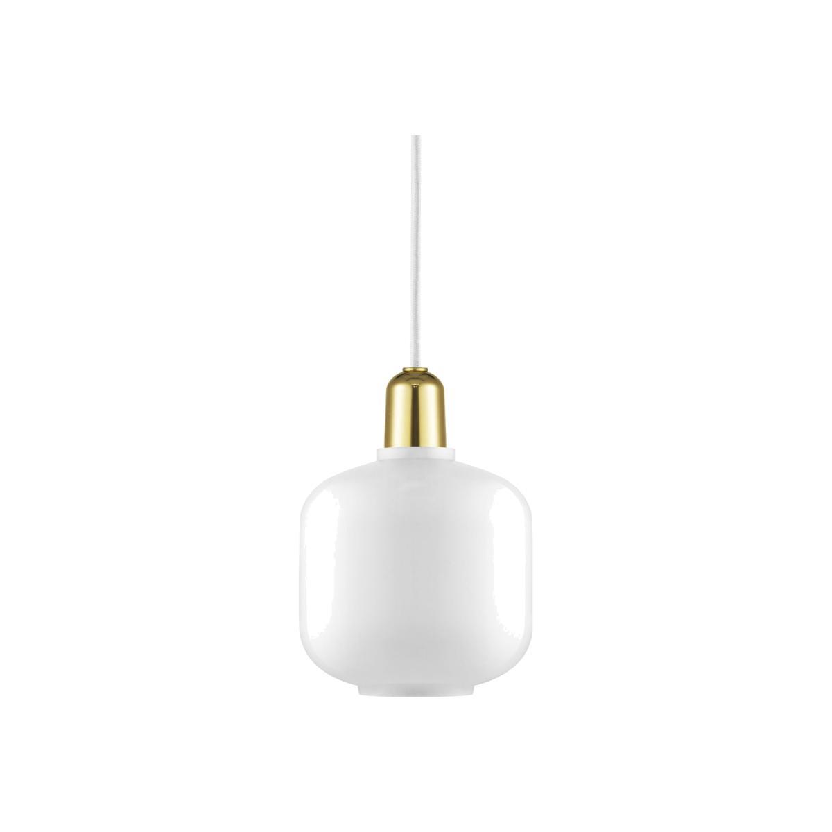 Amp Small Pendant - / Ø 14 x H 17 cm - Glass & brass by Normann Copenhagen White/Gold – image 1