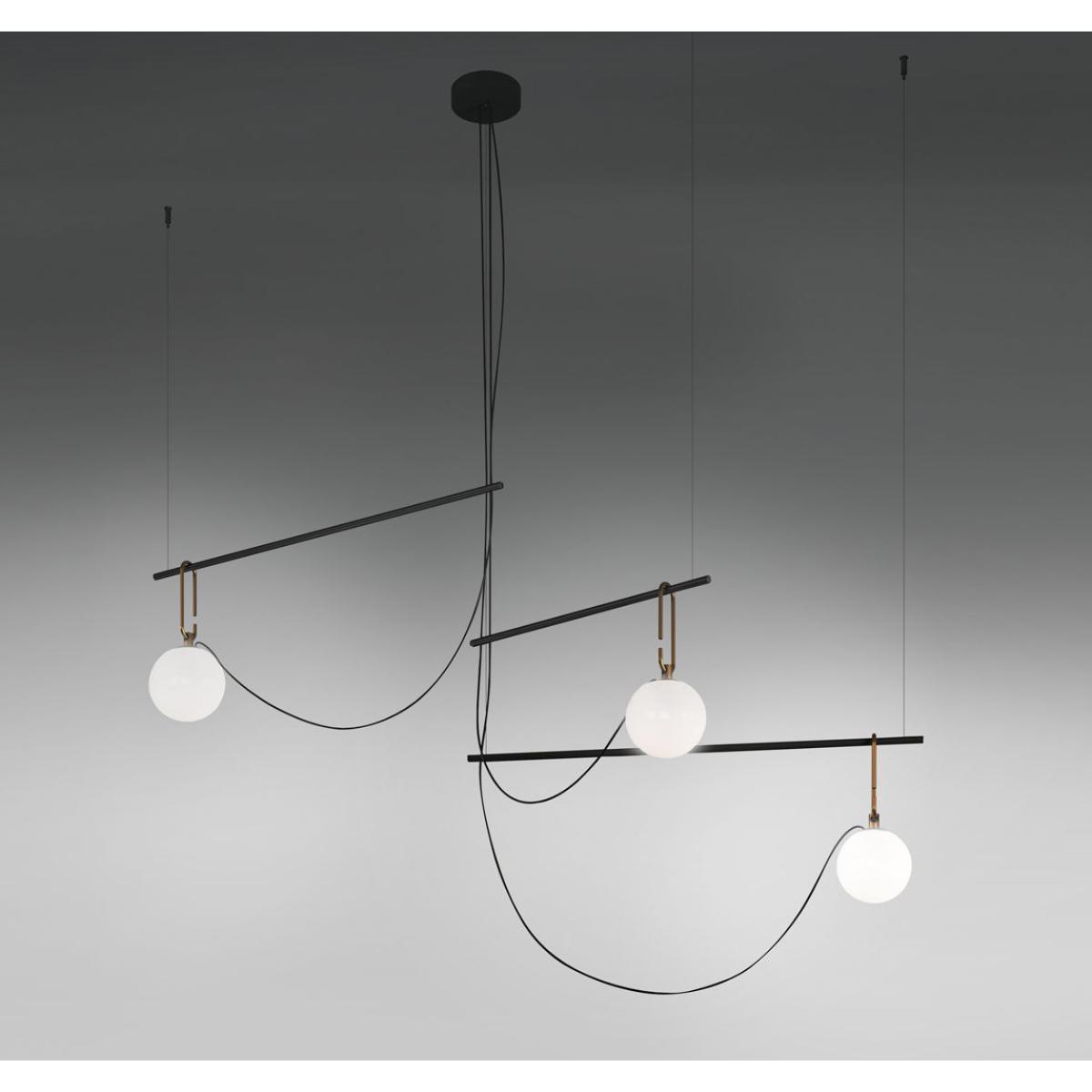 nh S3 Pendant - / Blown glass & brass by Artemide Black/Gold – image 2