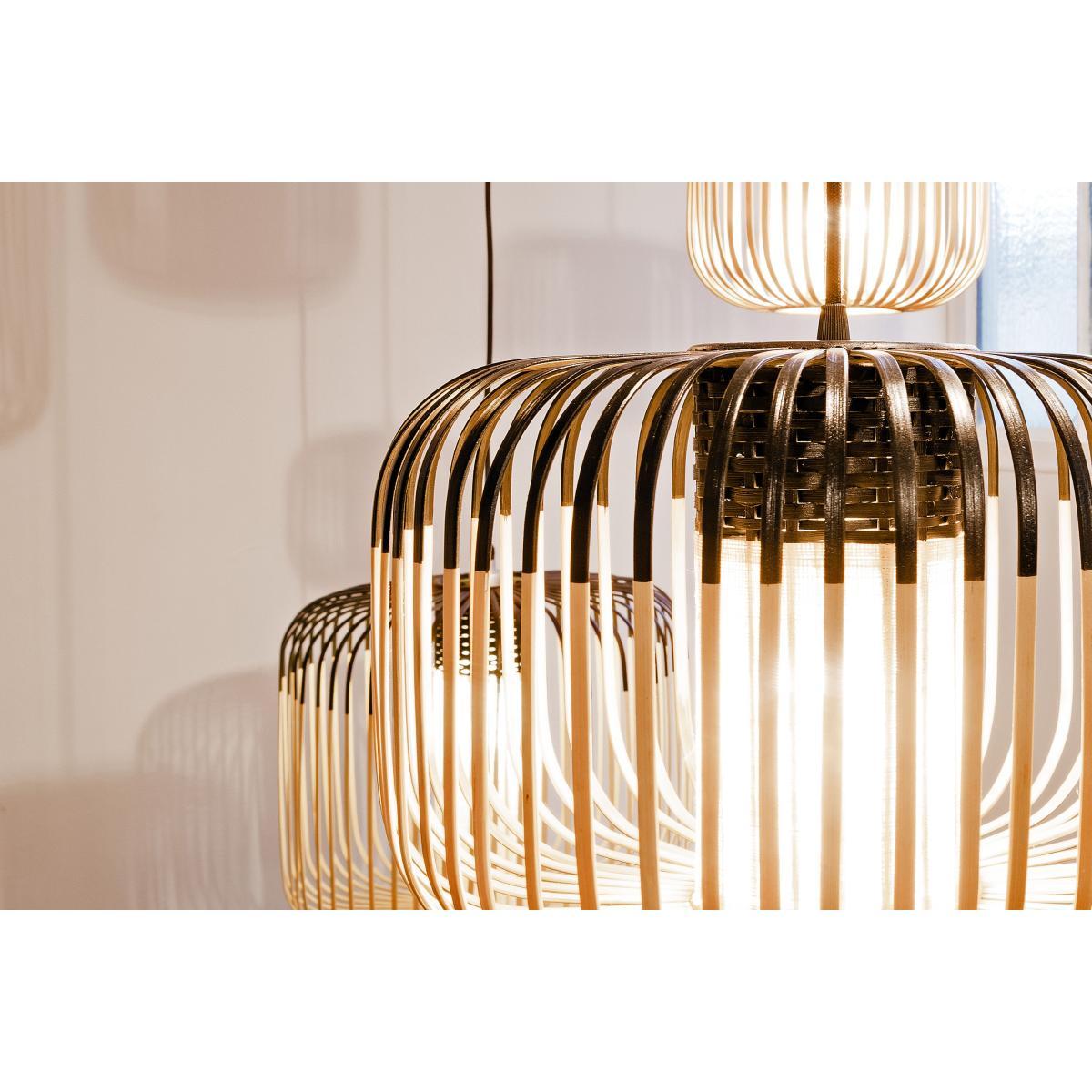 Bamboo Light S Outdoor Pendant - H 23 x Ø 35 cm by Forestier Black/Natural wood – image 3