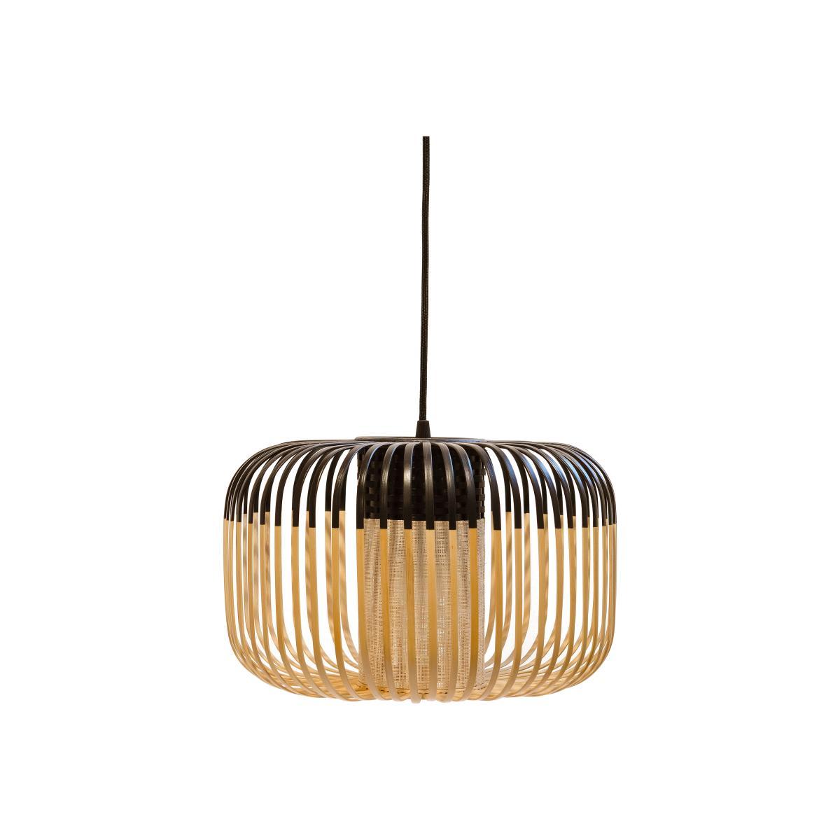 Bamboo Light S Outdoor Pendant - H 23 x Ø 35 cm by Forestier Black/Natural wood – image 1