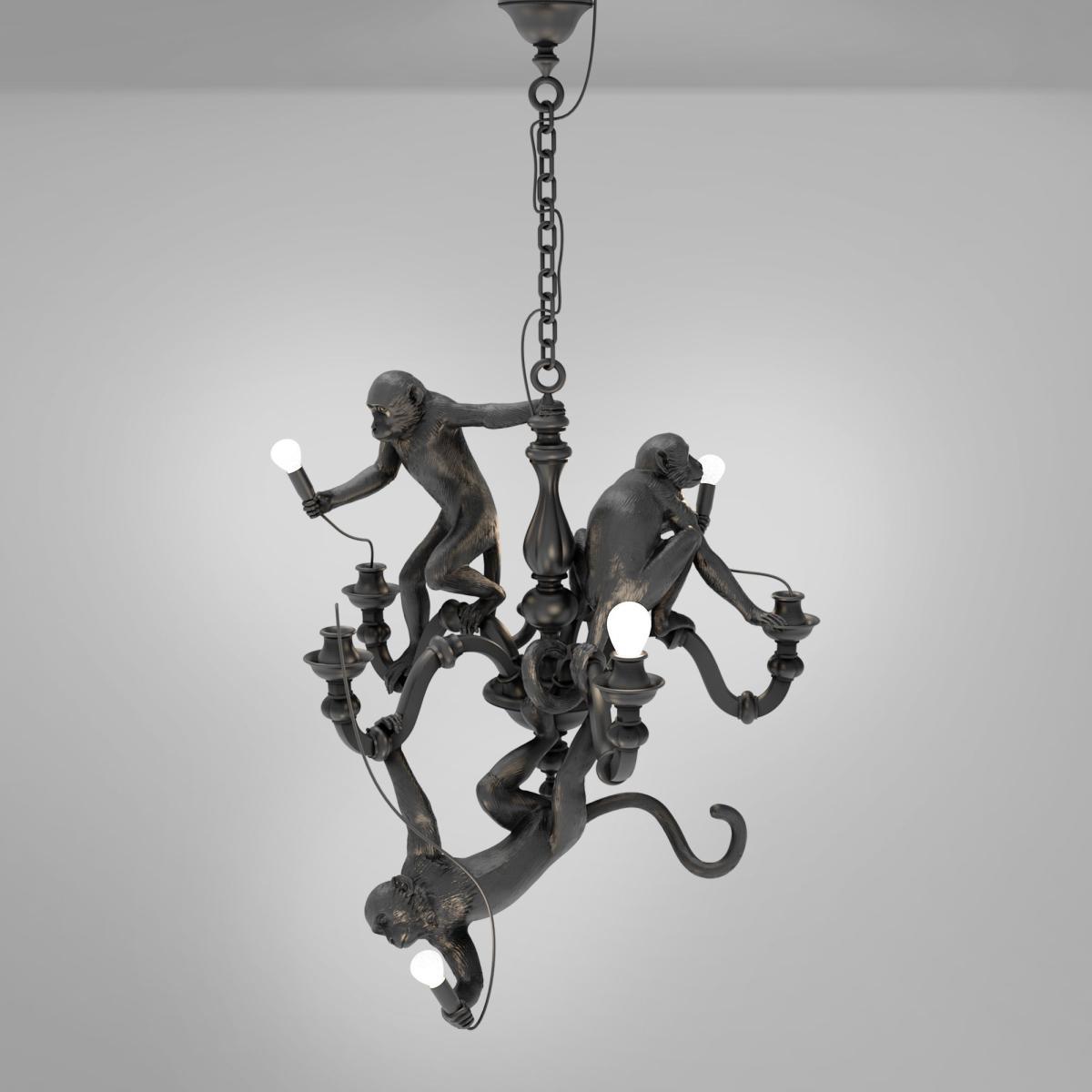 Monkey Chandelier Pendant - / Chandelier - Ø 80 x H 105 cm by Seletti Black – image 2