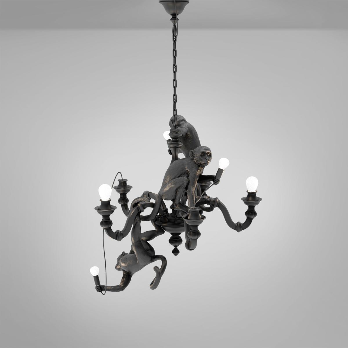 Monkey Chandelier Pendant - / Chandelier - Ø 80 x H 105 cm by Seletti Black – image 3