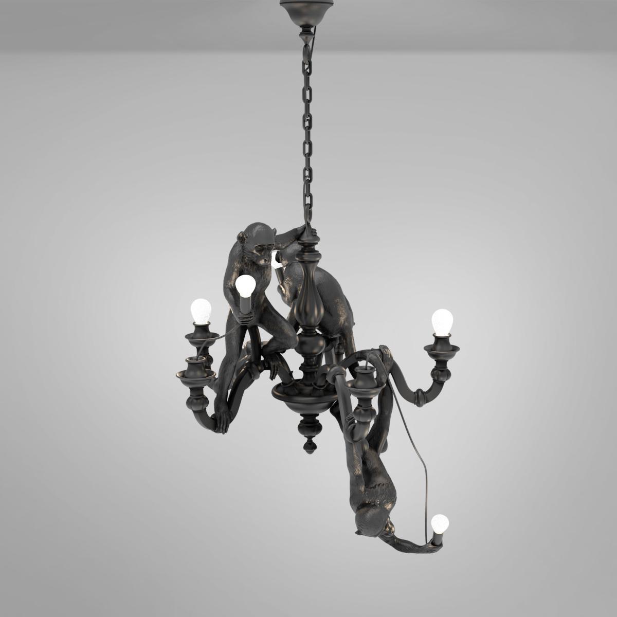 Monkey Chandelier Pendant - / Chandelier - Ø 80 x H 105 cm by Seletti Black – image 4