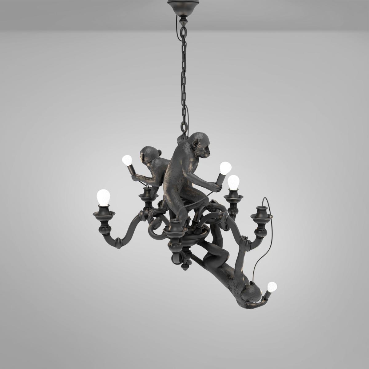 Monkey Chandelier Pendant - / Chandelier - Ø 80 x H 105 cm by Seletti Black – image 5