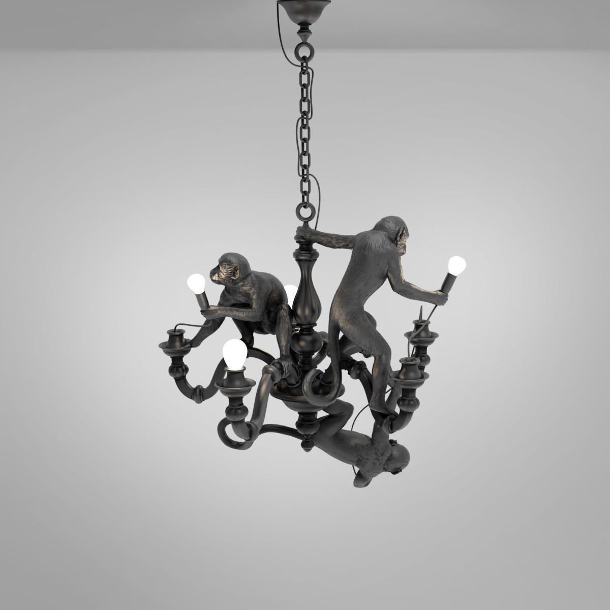 Monkey Chandelier Pendant - / Chandelier - Ø 80 x H 105 cm by Seletti Black – image 6