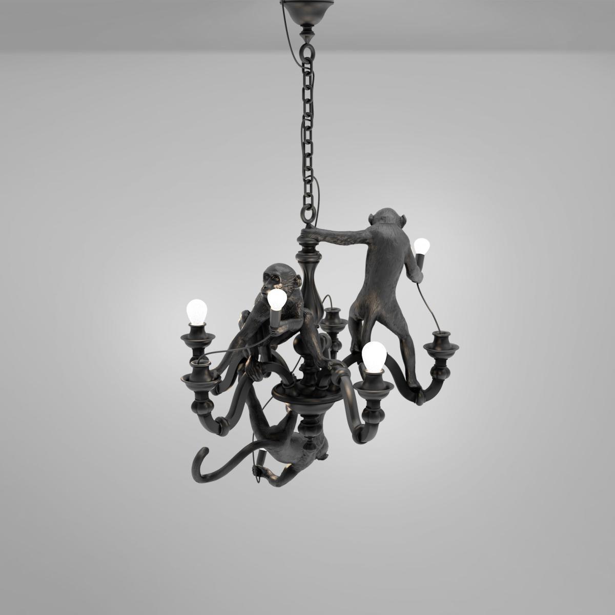 Monkey Chandelier Pendant - / Chandelier - Ø 80 x H 105 cm by Seletti Black – image 7