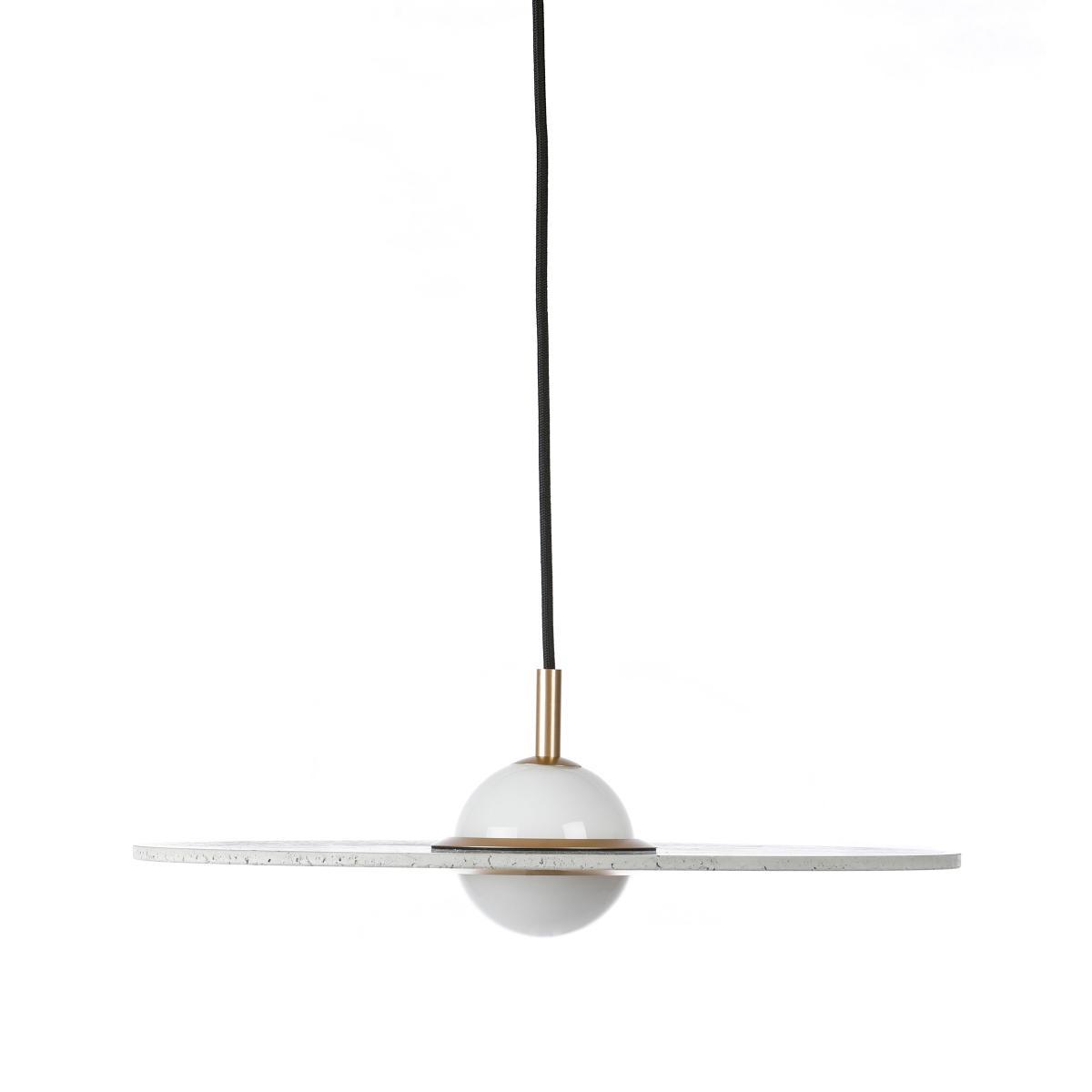 Terrazzo Planet Pendant - / Adjustable disk by XL Boom White – image 2