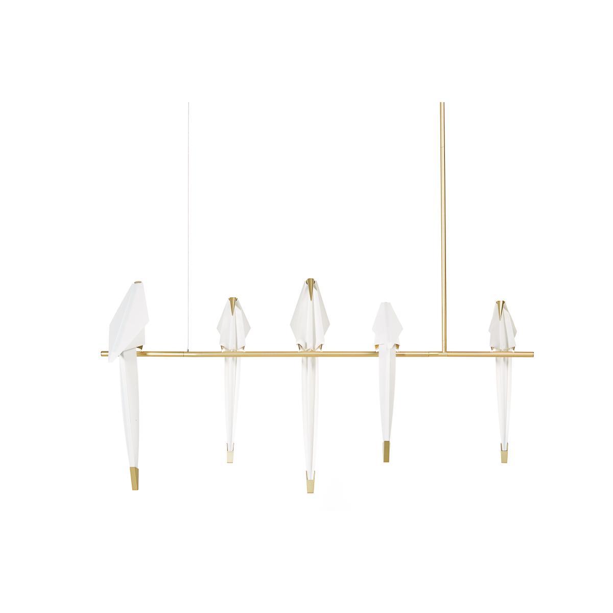 Perch Light Branch LED Pendant - Swiveling birds / L 100 cm by Moooi White/Gold/Metal – image 3