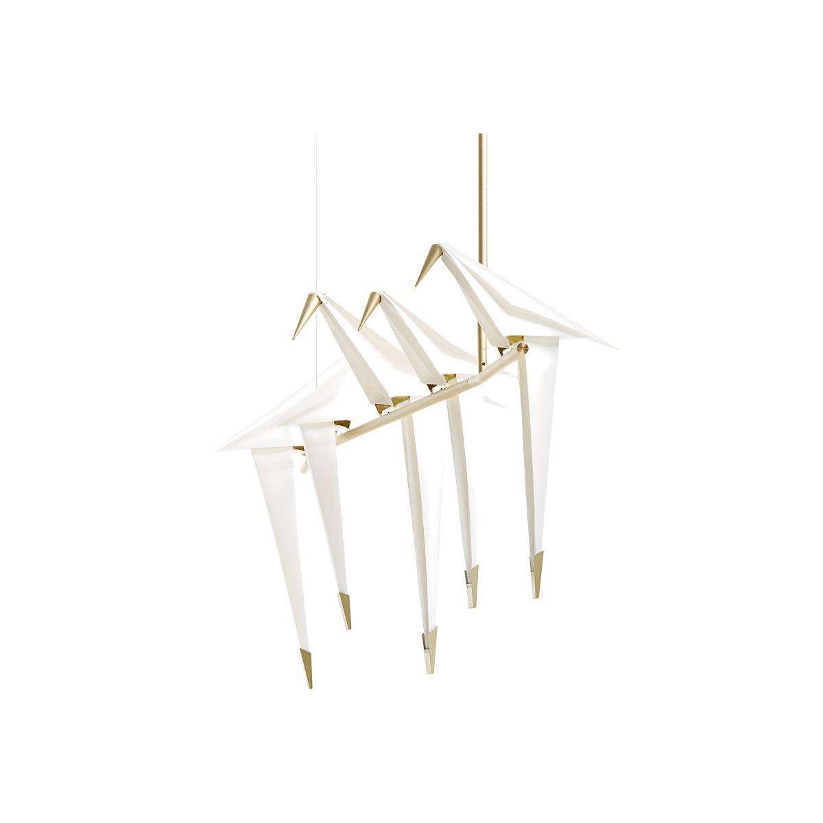 Perch Light Branch LED Pendant - Swiveling birds / L 100 cm by Moooi White/Gold/Metal – image 1